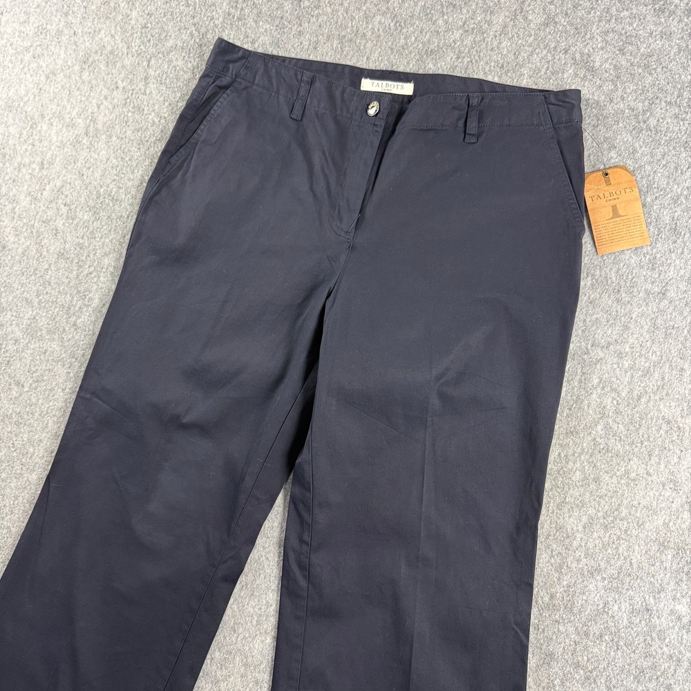 Talbots Chino Pants Womens 14 Navy Blue Wide Leg Stretch Cotton NWT - Picture 11 of 11